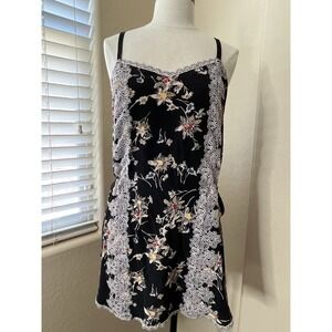 ANNA‎ SUI Womens 4 Dress Silk Floral Side Tie Lace Front Detail